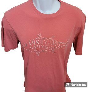 Vineyard Vines Tee-Shirt, Men S, Solid Peach, w/Fish Grahic & Logo, Short Sleeve